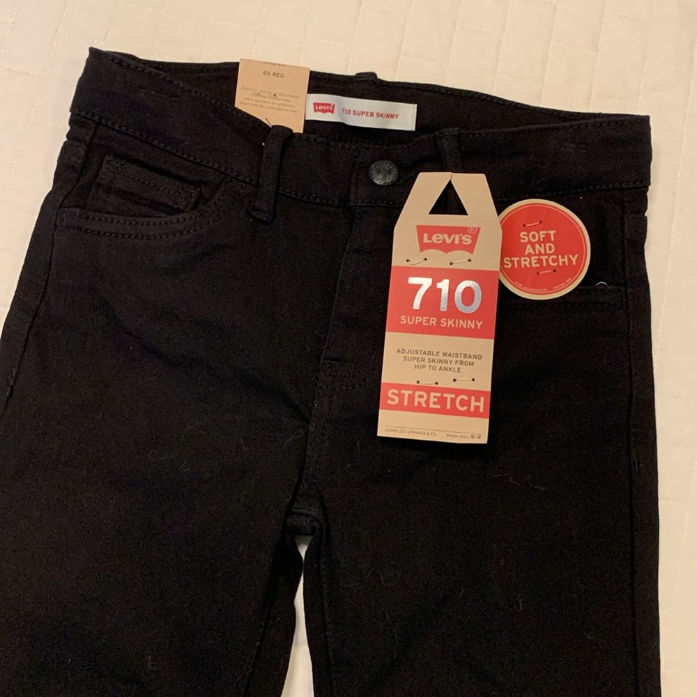 NWT Girls Levi's 710 Super Skinny Stretch Jeans, Black, Size 6 - Picture 6 of 16